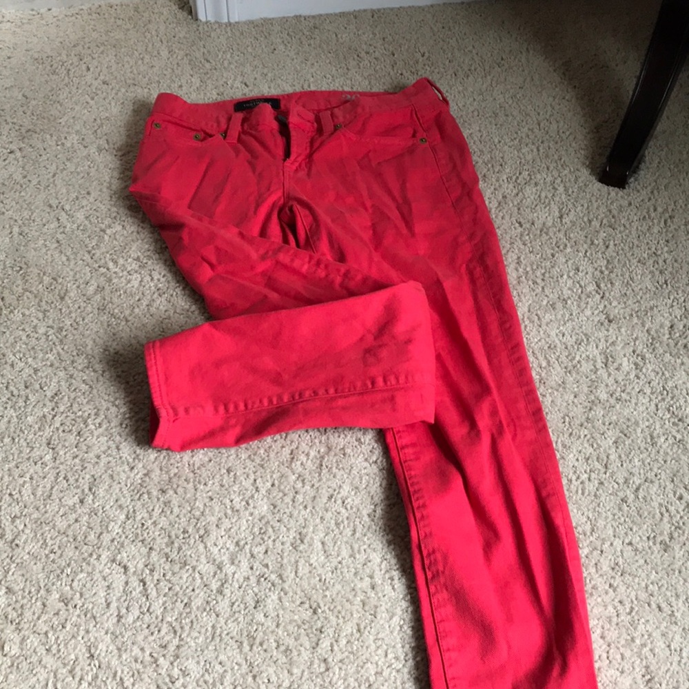 Red/coral J Crew toothpick jeans